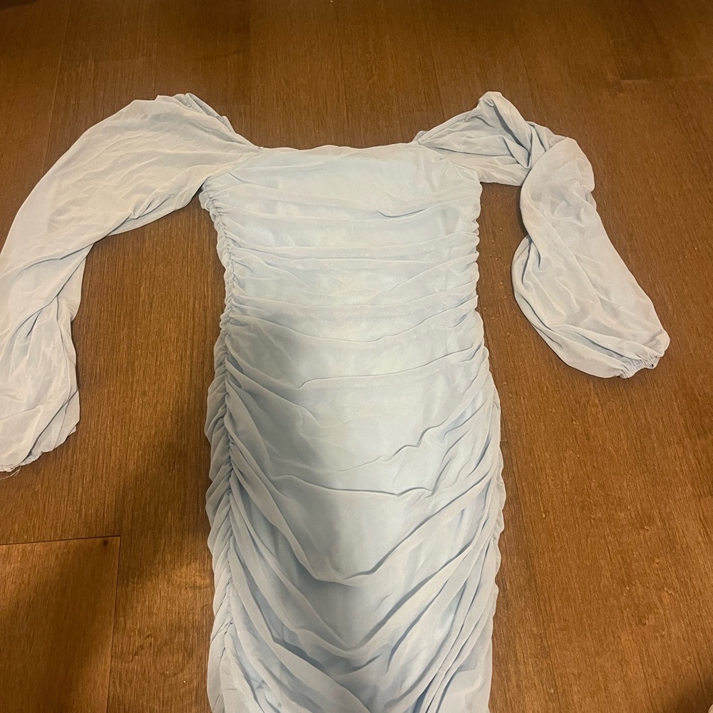 Elegant Light Blue Off-Shoulder Dress